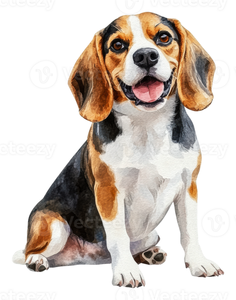 Happy beagle sitting with a cheerful expression, cut out - stock . png
