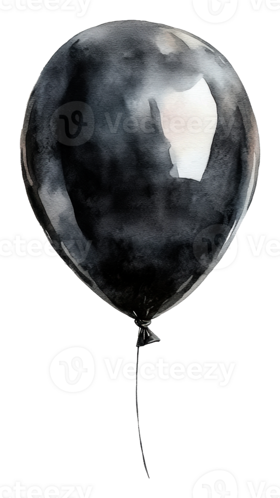 Black balloon floating in a light background, cut out - stock . png