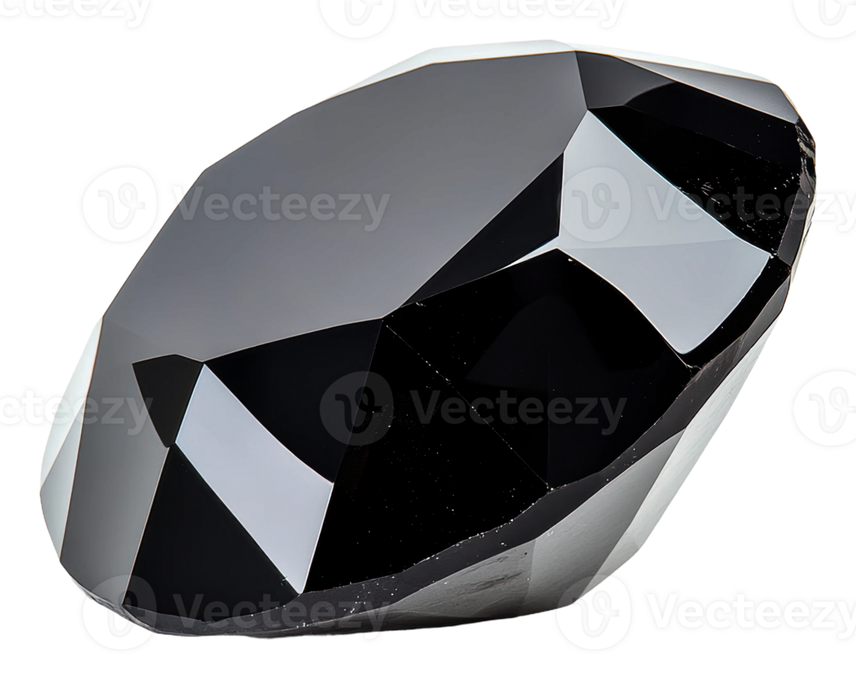 Black gem on a shiny surface, cut out - stock . png