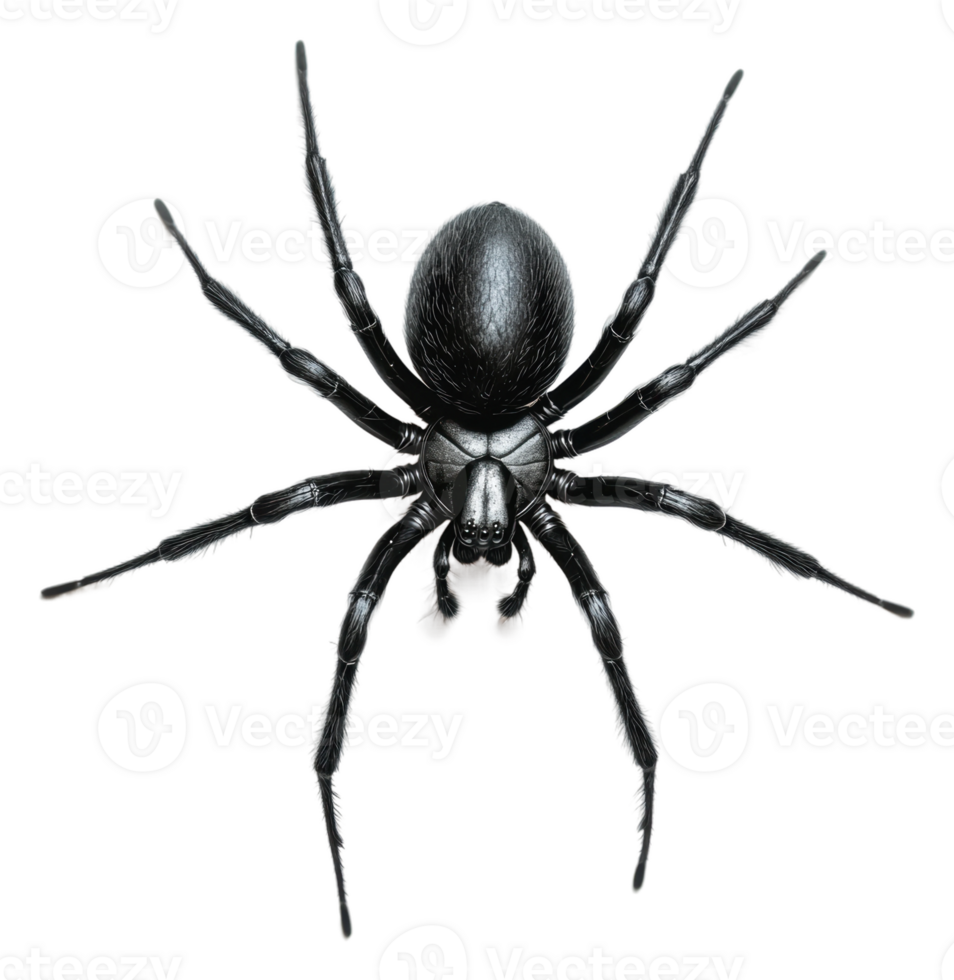 Black spider crawling across a white surface, cut out - stock . png