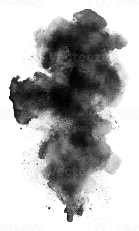 Abstract black smoke on a white background, cut out - stock . png