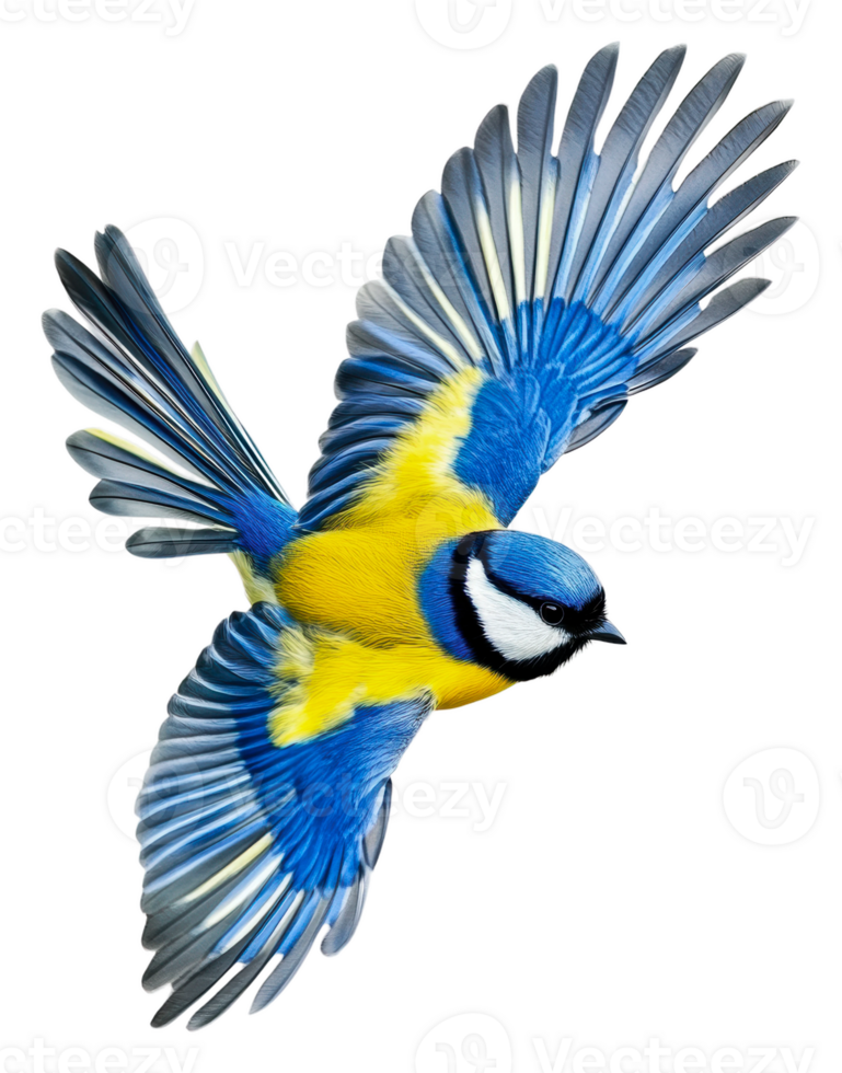 Blau und Gelb Vogel im Flug, Schnitt aus - - Lager . png