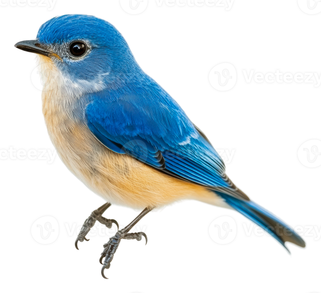 Blue bird perched gracefully on a branch, cut out - stock . png