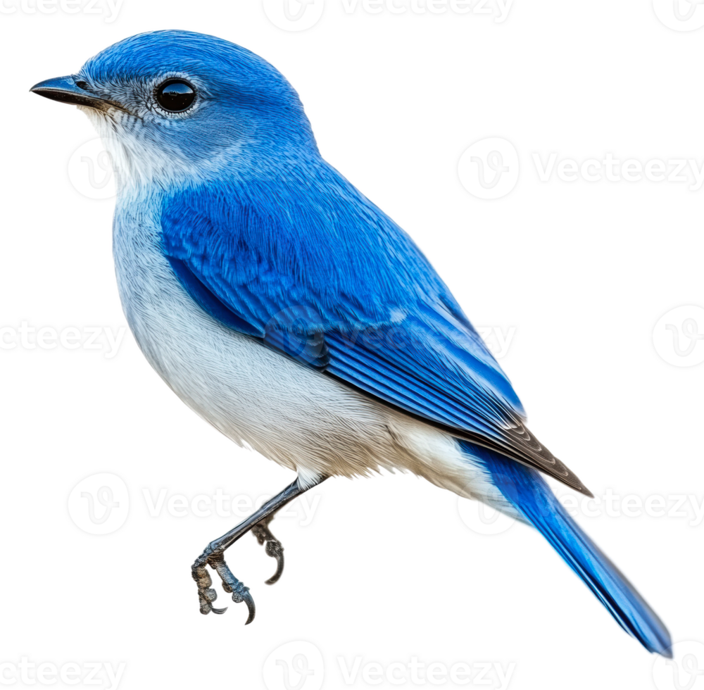 Blue bird perched gracefully on its feet in nature, cut out - stock . png