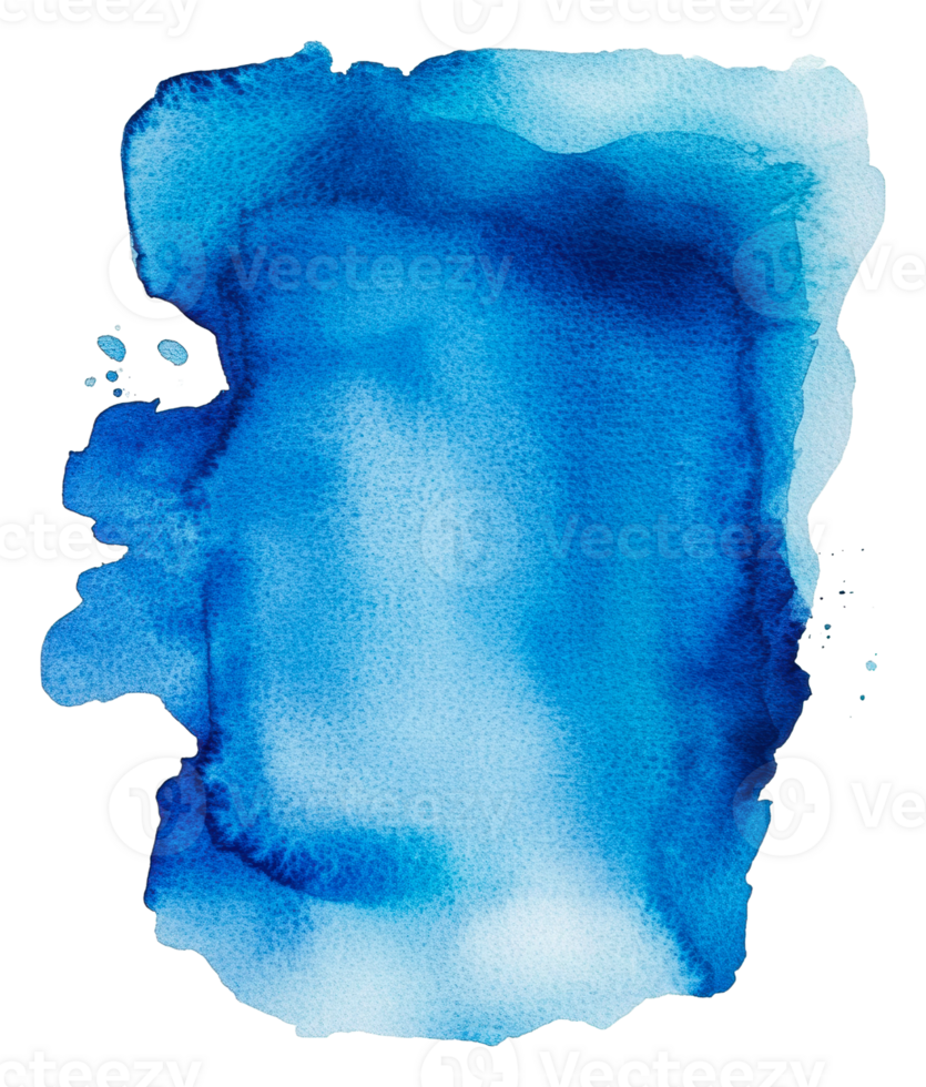 Vibrant blue watercolor splash on white background, cut out - stock . png