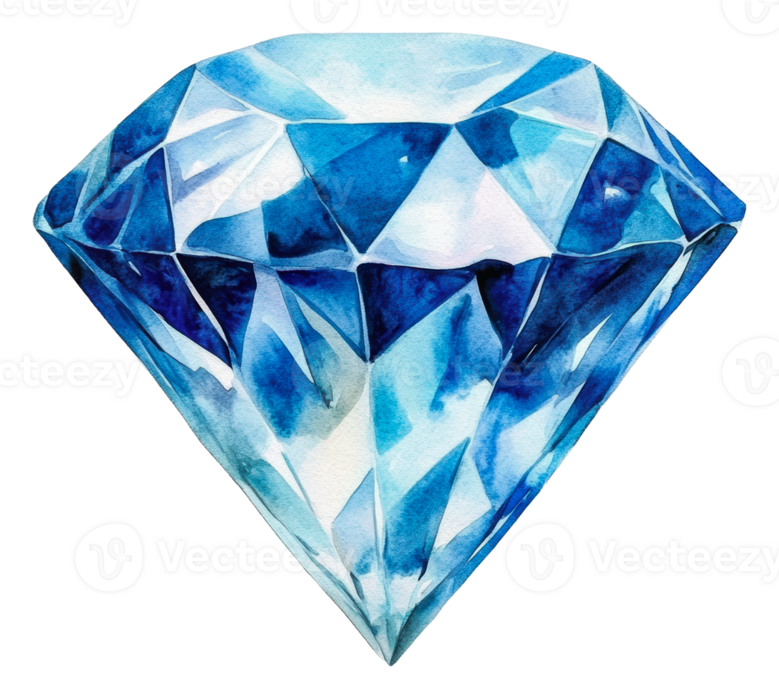 Intricate blue diamond illustration, cut out - stock . png