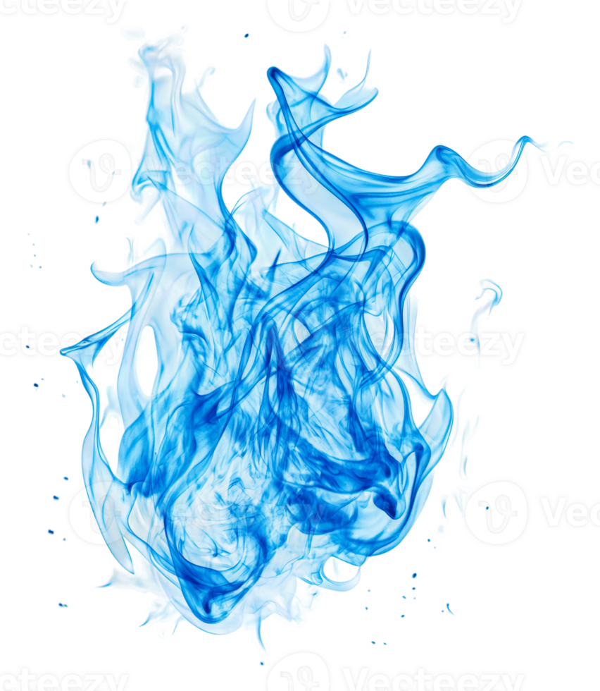 Blue smoke swirls on a white backdrop, cut out - stock . png
