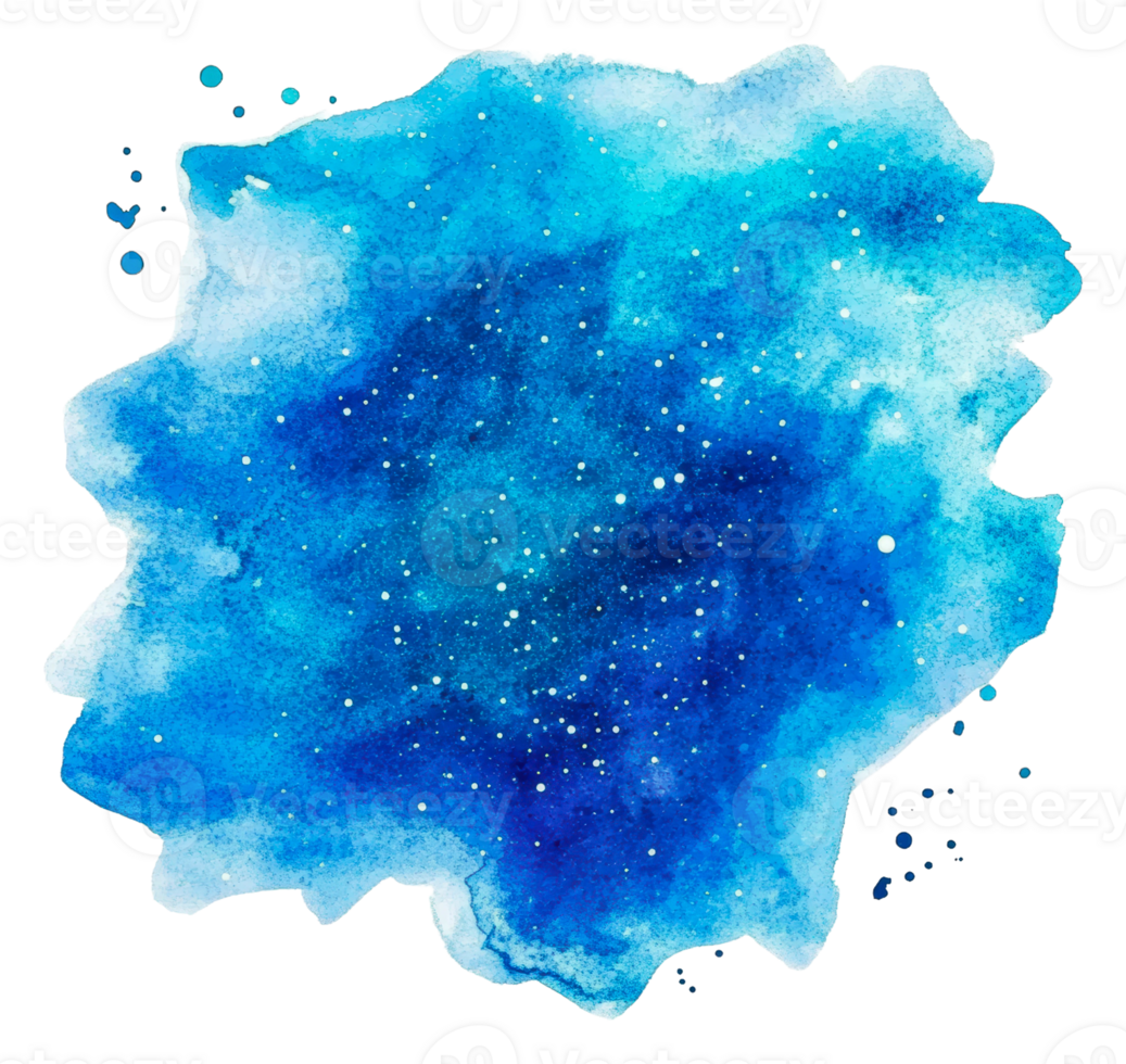 Blue splash with starry dots, cut out - stock . png