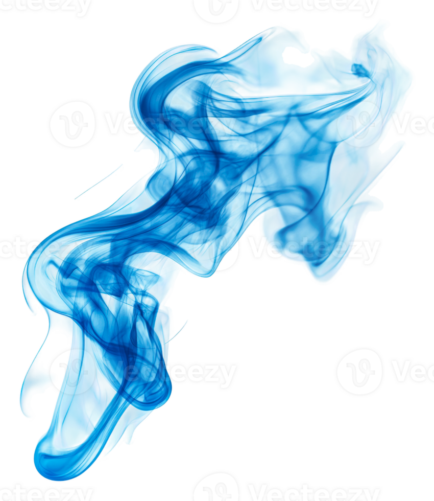Blue wisps of smoke swirling gracefully in air, cut out - stock . png