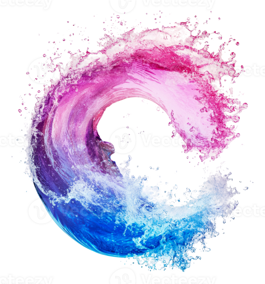 Colorful water splash on white background, cut out - stock . png