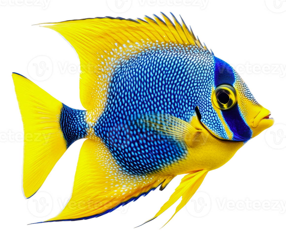 Colorful tropical fish swimming gracefully, cut out - stock . png