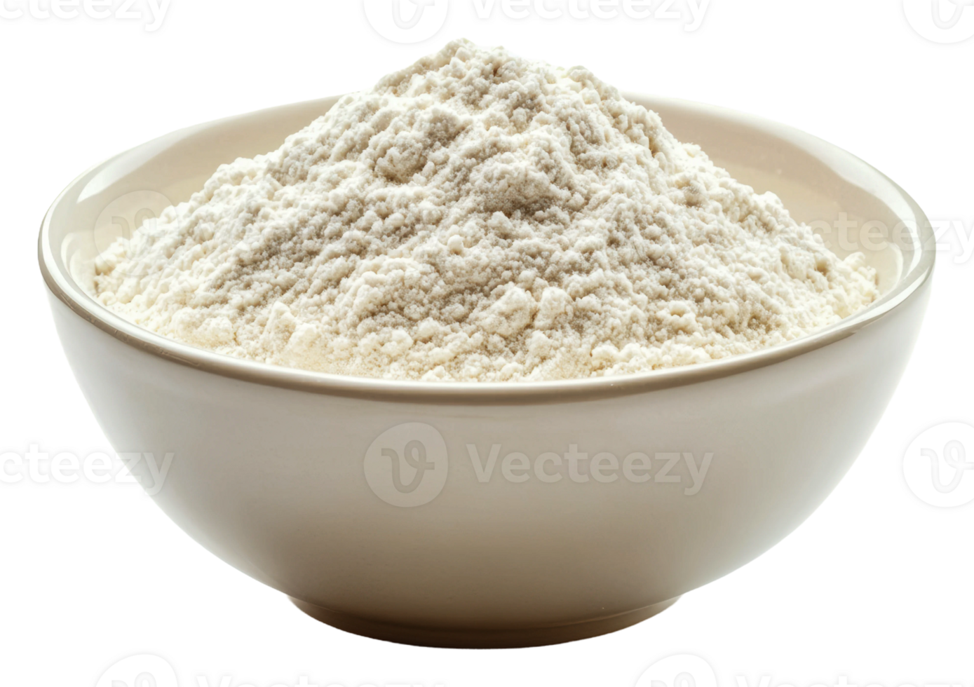 Flour in a bowl ready for baking at home, cut out - stock . png
