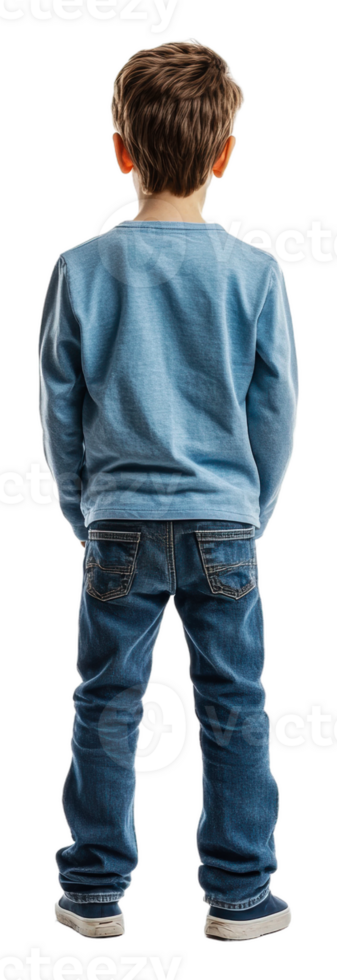 Boy in casual wear by white background, cut out - stock . png