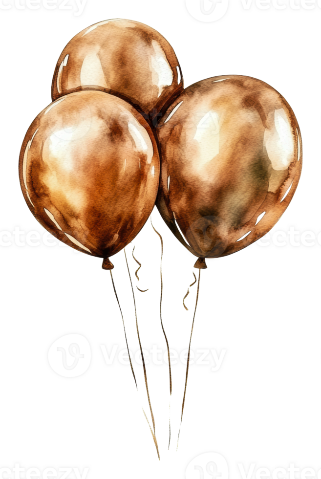 Elegant brown balloons for a festive celebration, cut out - stock . png