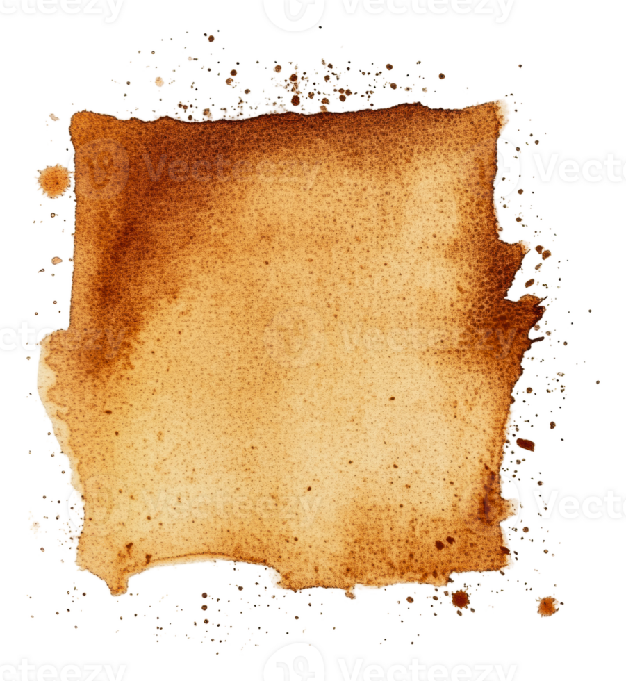 Brown watercolor splash on white, cut out - stock . png