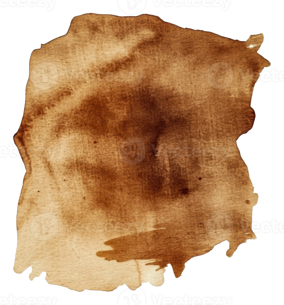 Textured brown watercolor stain, cut out - stock . png