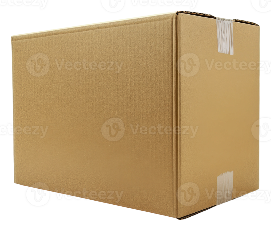 Cardboard box ready for shipping in storage area, cut out - stock . png
