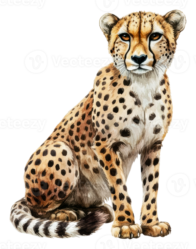 Cheetah sitting gracefully in a natural pose, cut out - stock . png