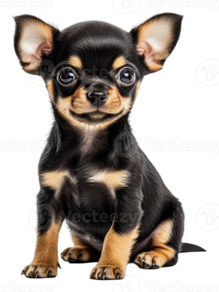 Happy black and tan Chihuahua puppy, cut out - stock . png