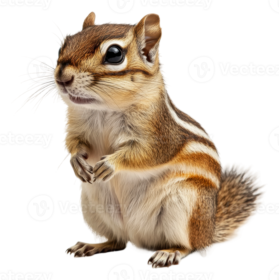 Curious chipmunk in bright light, cut out - stock . png
