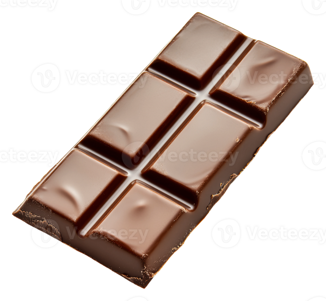 Delicious dark chocolate bar on a white background, cut out - stock . png