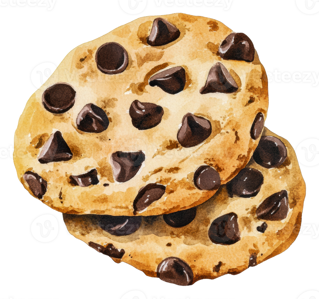 Stacked chocolate chip cookies, cut out - stock . png
