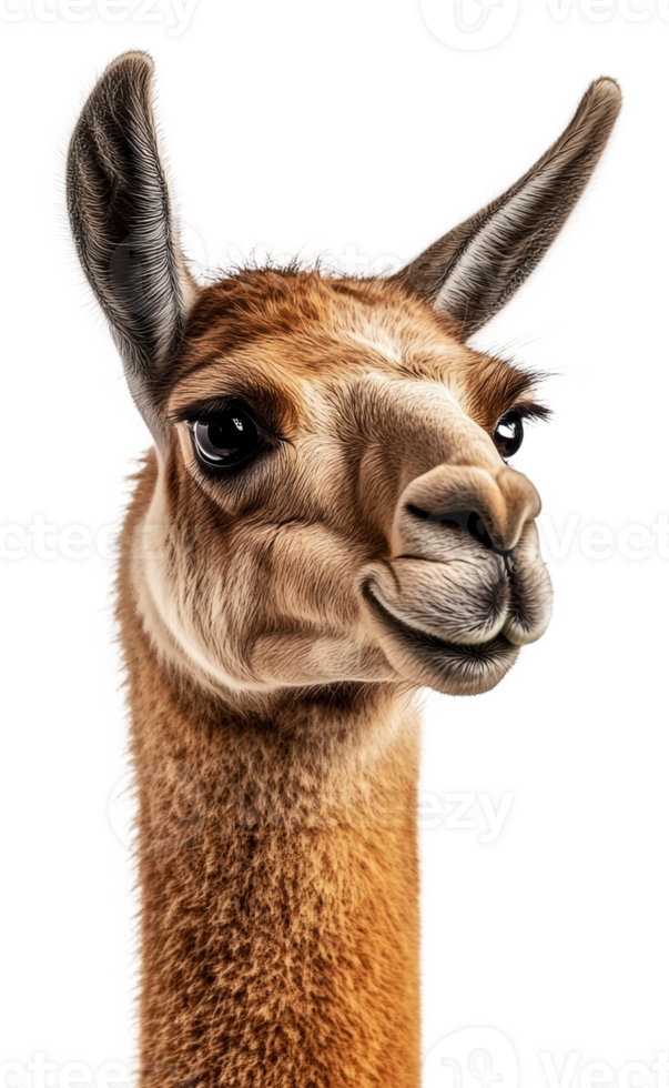 Close-up of a llama on white background, cut out - stock . png