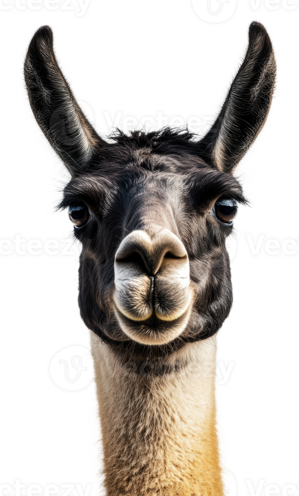 Close-up of a llama against a white background, cut out - stock . png