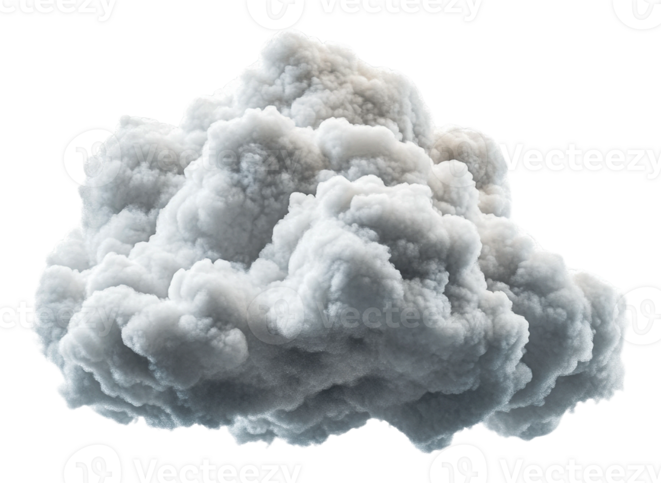 Fluffy gray cloud floating in a clear sky, cut out - stock . png