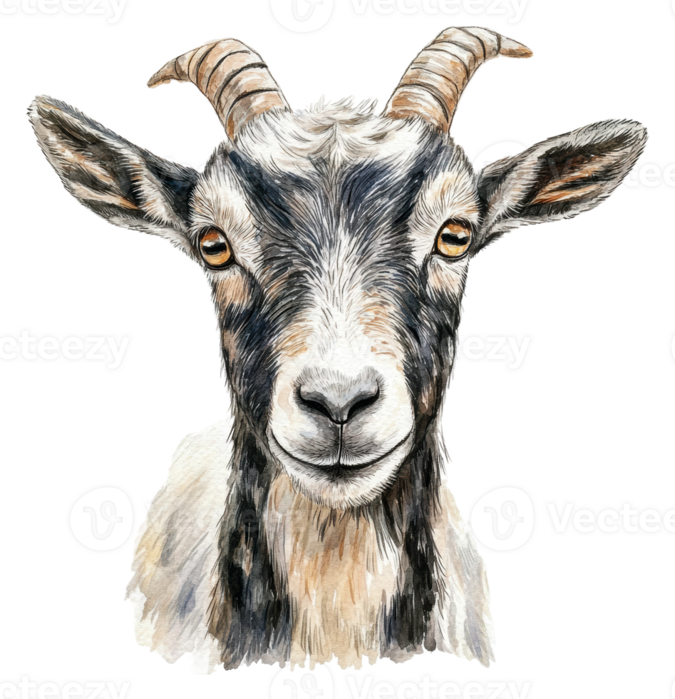 Charming goat in detailed illustration, cut out - stock . png