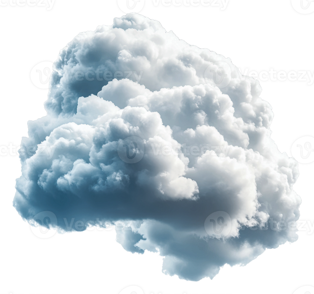 Fluffy white clouds floating against a bright sky, cut out - stock . png