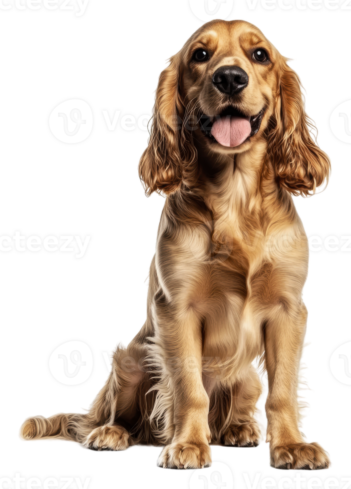 Golden cocker spaniel on white background, cut out - stock . png