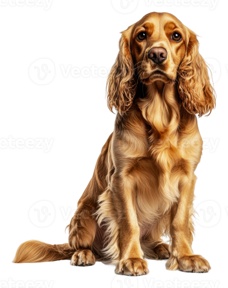 Golden retriever mix sitting on a white backdrop, cut out - stock . png