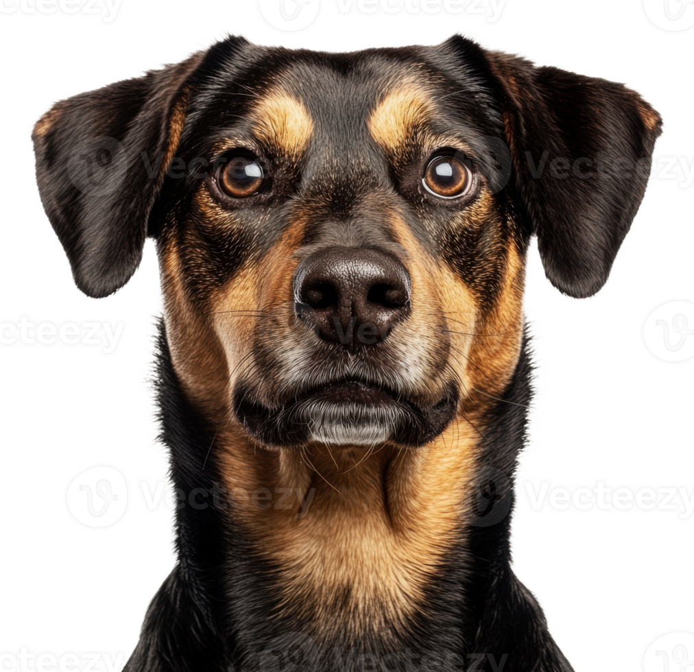 Close-up portrait of a dog with expressive eyes, cut out - stock . png