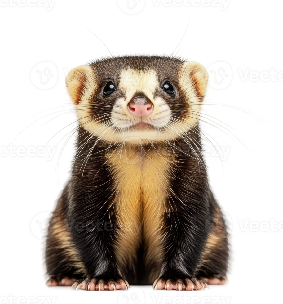 Cute ferret with a charming expression in a studio, cut out - stock . png