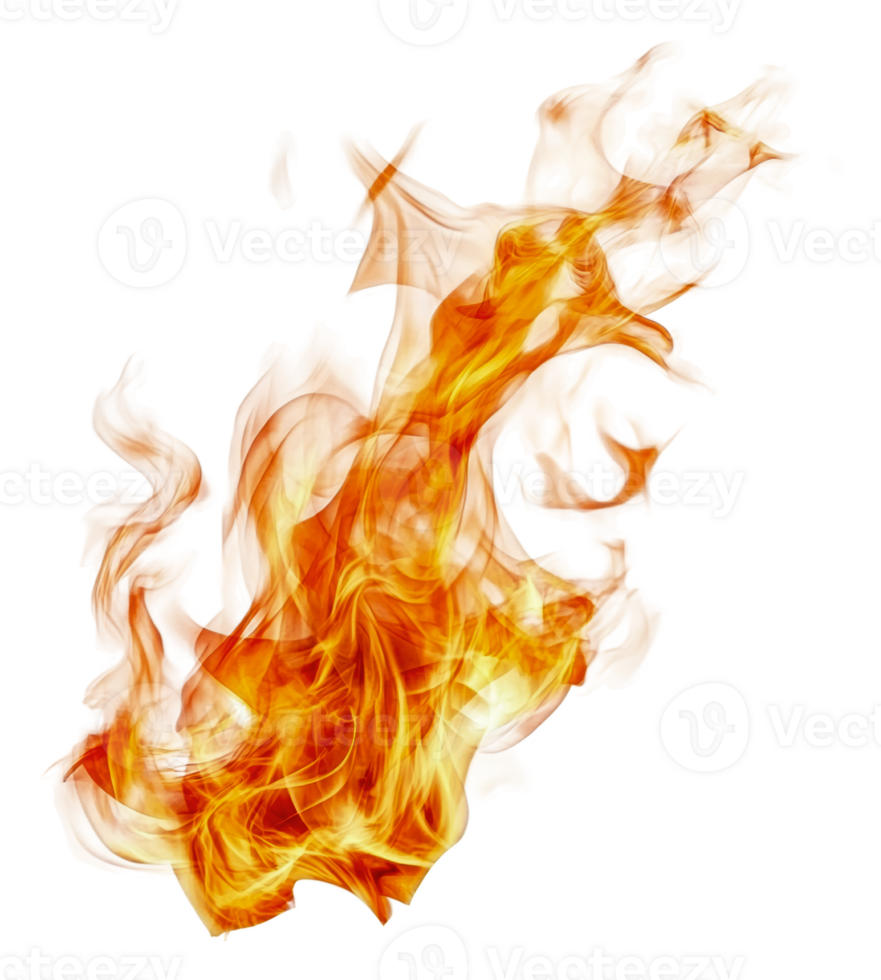 Flames dancing on a white background, cut out - stock . png