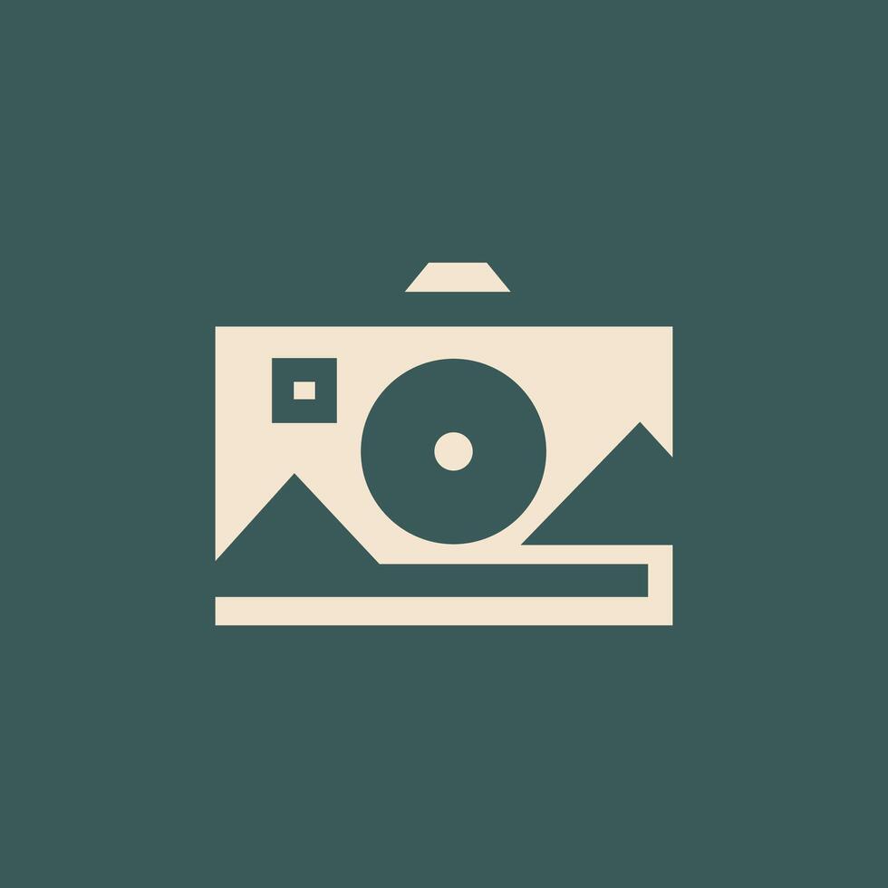 A minimalist camera icon with a clean, modern design vector