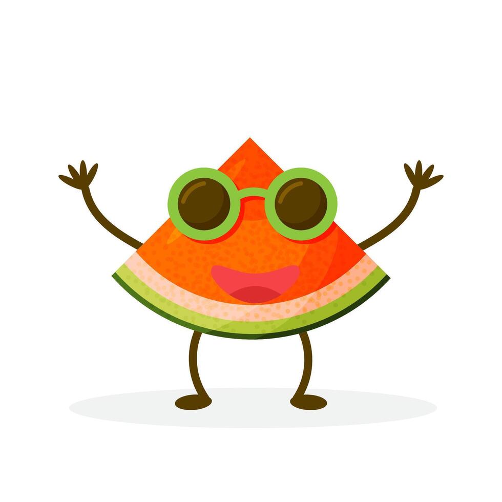 Watermelon cartoon character isolated on white background. Healthy food funny mascot illustration in flat design. vector