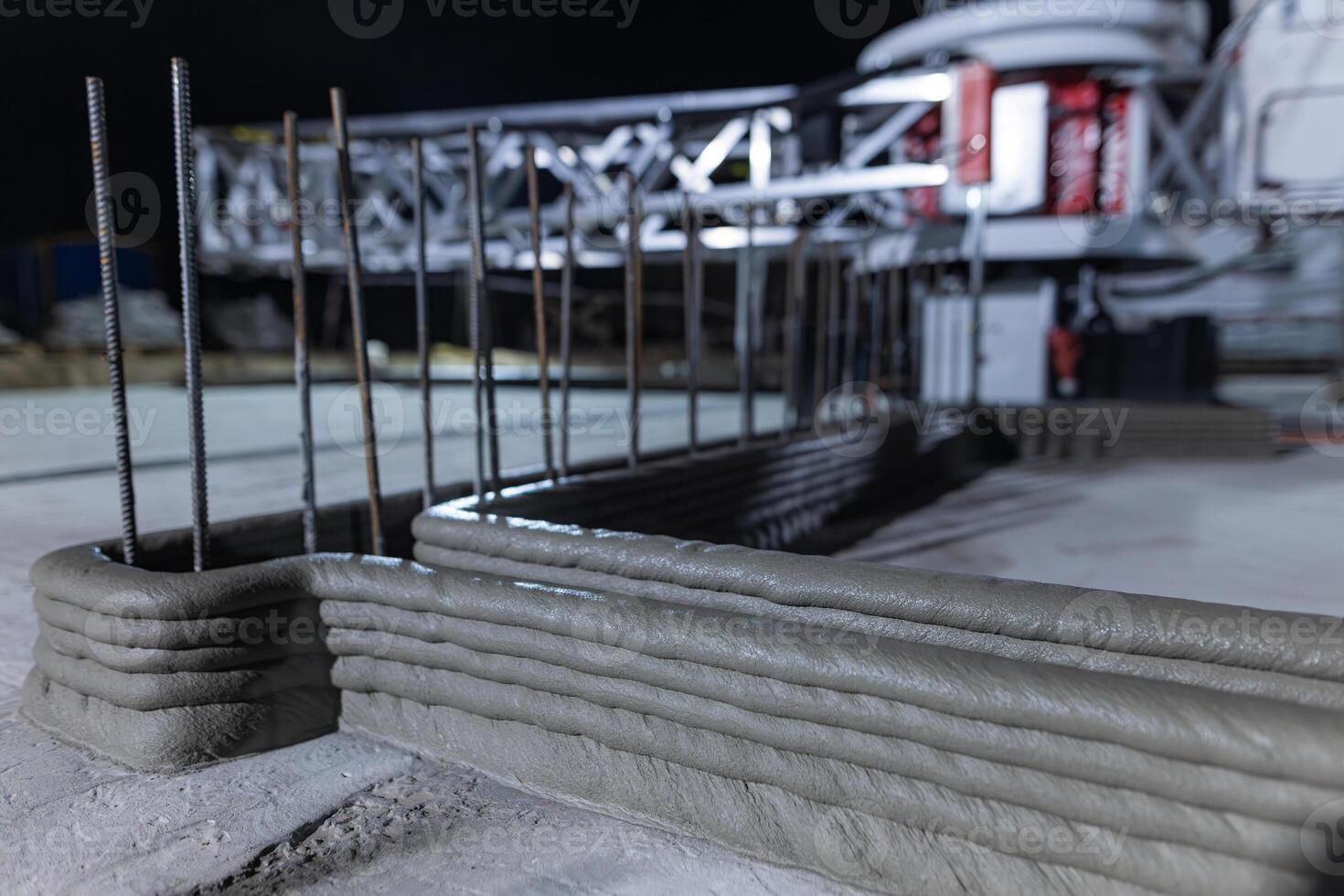 modern construction of 3D houses. printed house using a 3D printer photo