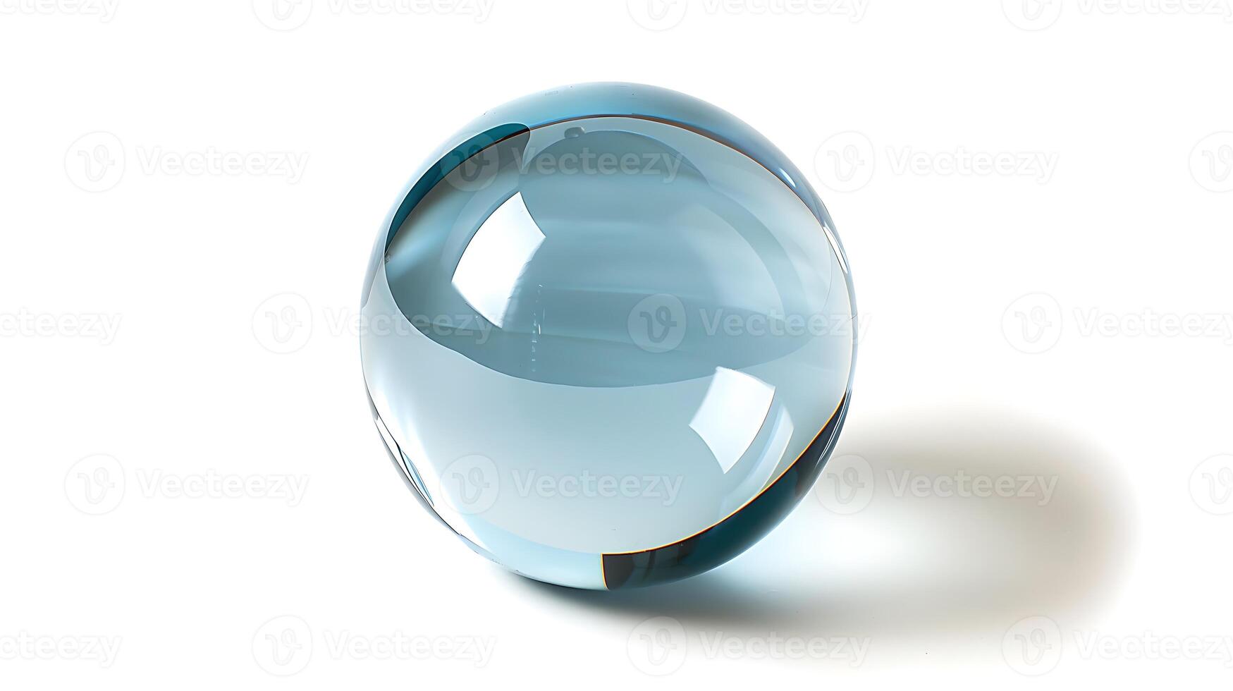 Floated round glass ball isolate on white background, 3d rendering photo