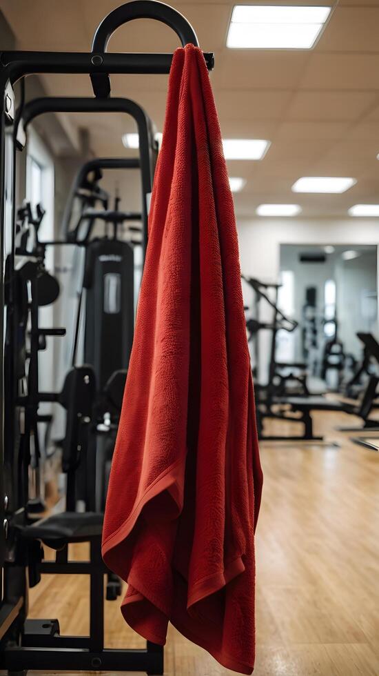 hanging Clean Soft Red Bath Gym Towel photo