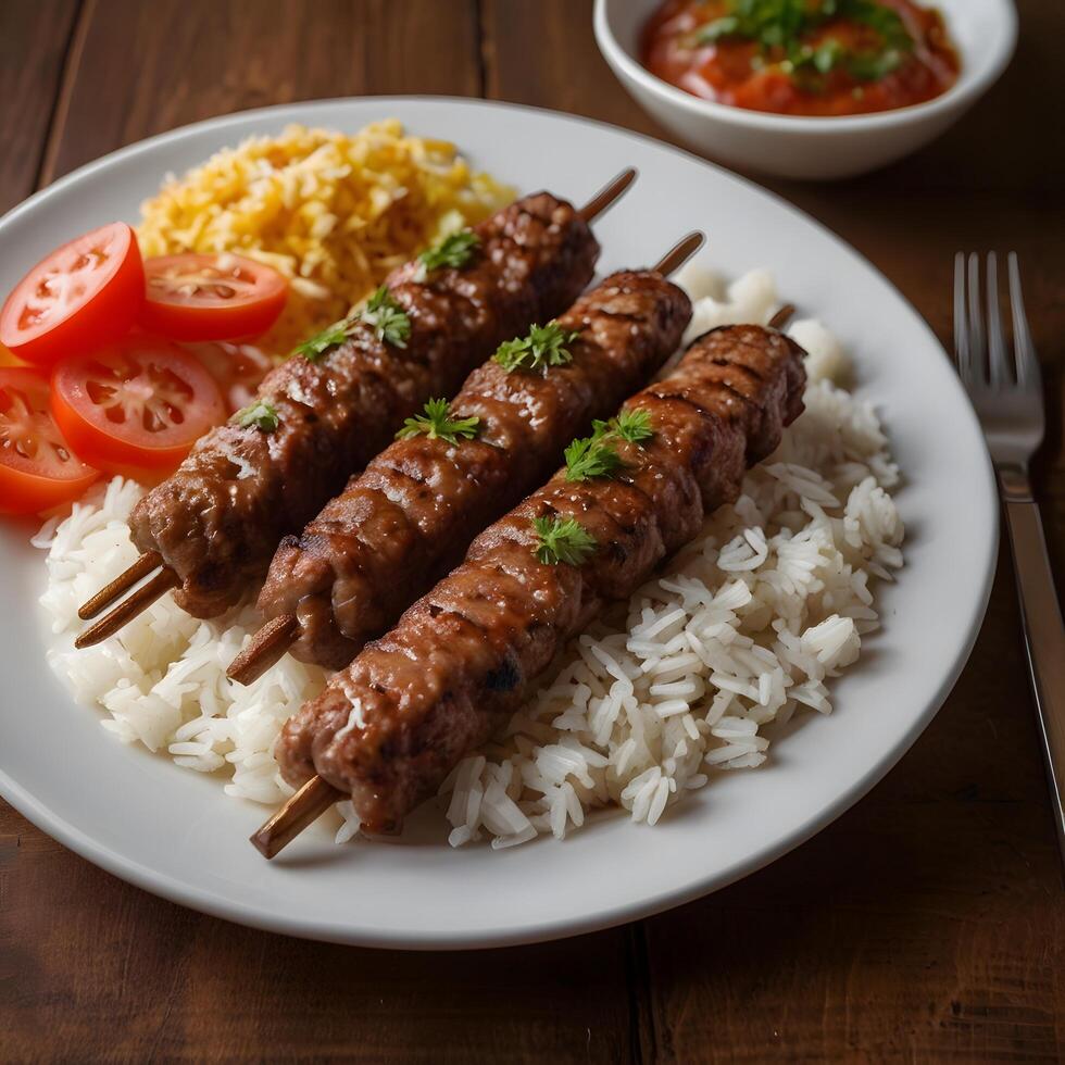 Grilled Cevapcici meat skewers kebab photo