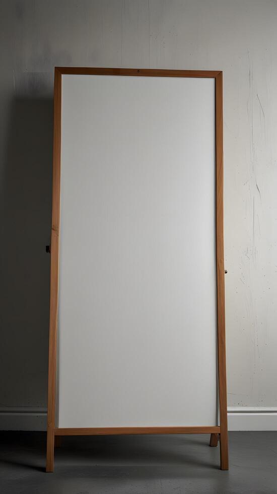 Empty Wooden Whiteboard with Easel for a presentation photo