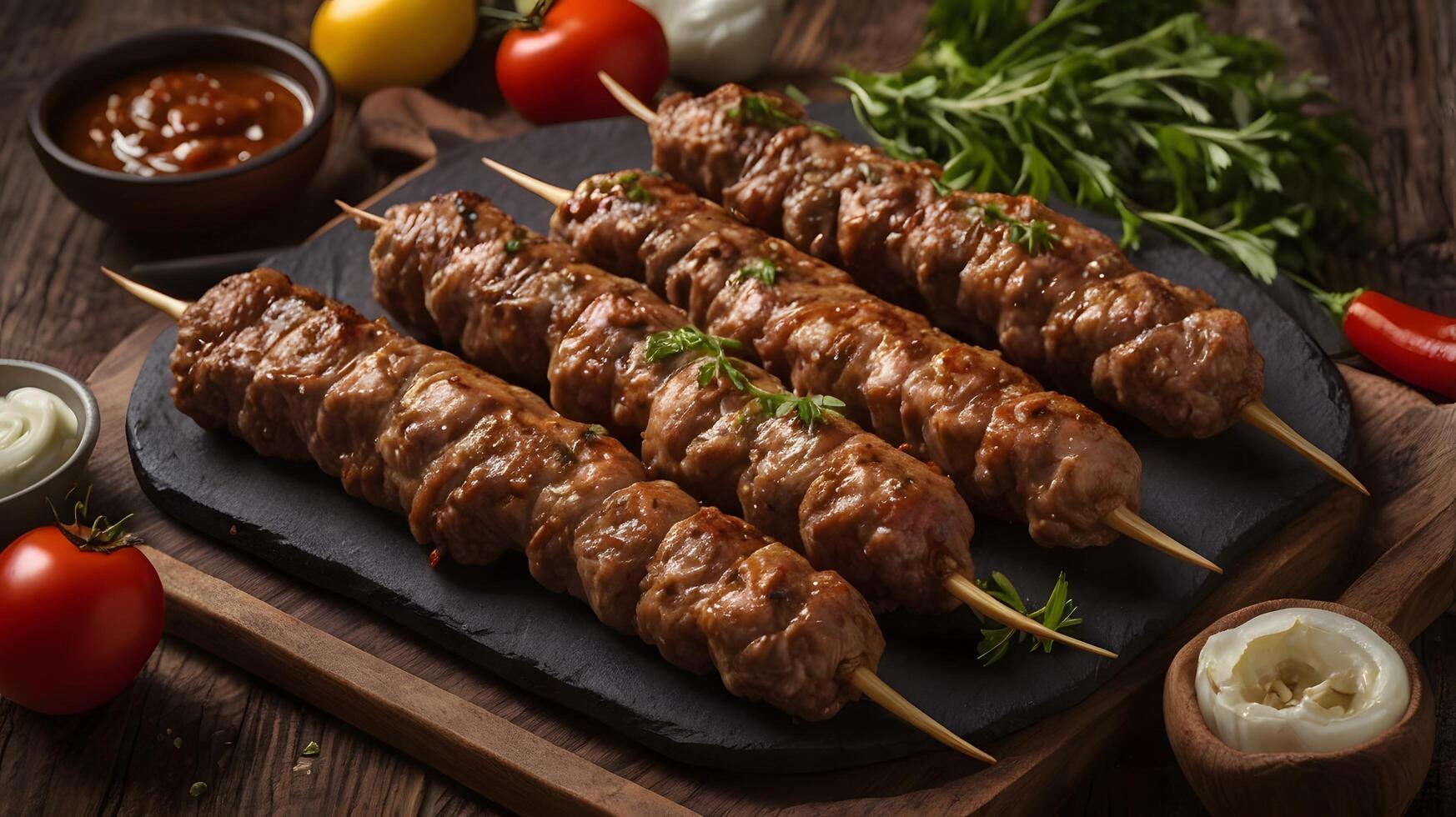 Grilled Cevapcici meat skewers kebab photo