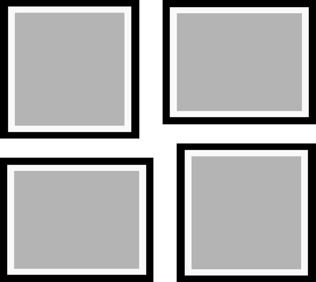 Four square frames with black and white borders vector