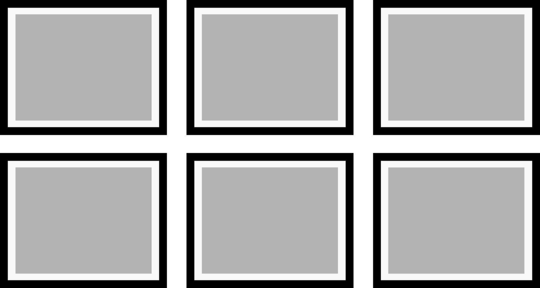 Six square frames with black and white borders vector