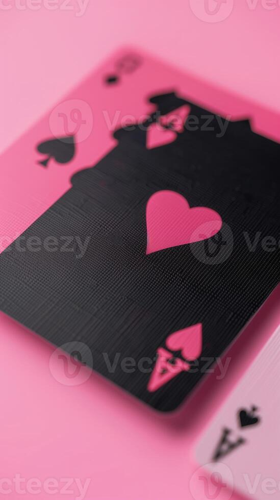 Pink and black playing cards designed for casino gaming and gambling. modern sleek design for poker photo