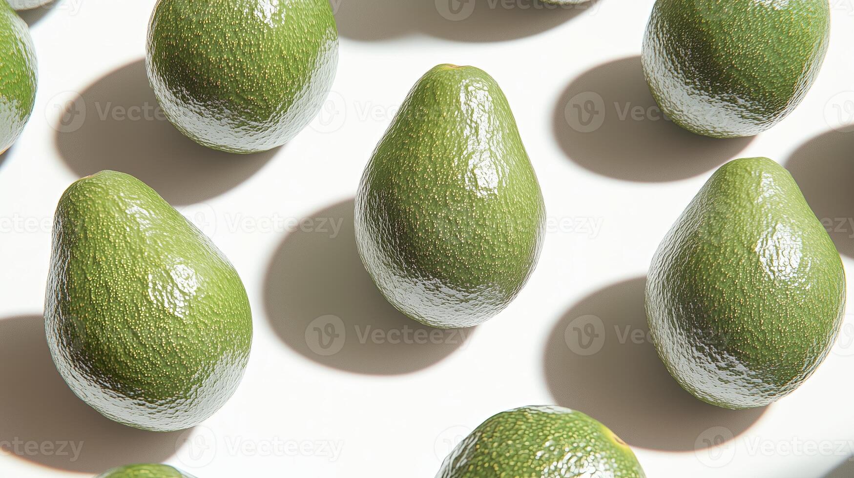 succulent avocados on a bright white background. The image focuses on the detailed and realistic photo