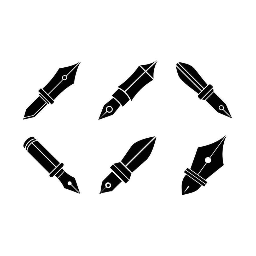 Stylish ink pen designs featuring and line art styles vector