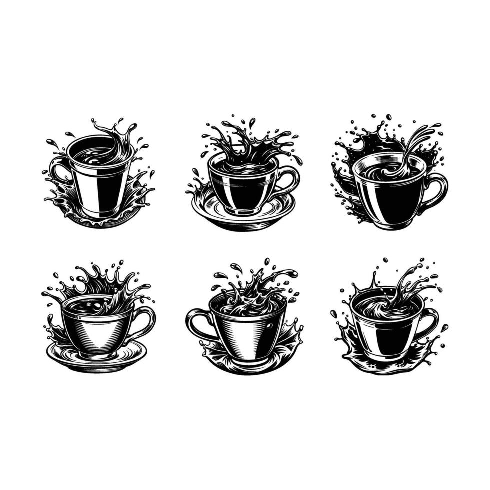 Hot Coffee Cup AND Line Art Design vector